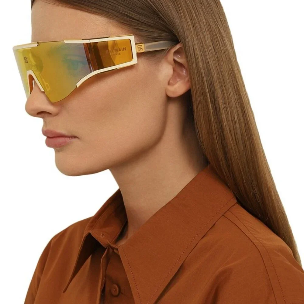 NWT BALMAIN SUNGLASSES UNISEX GOLD SHIELD EYEWEAR BAMAIN NEW
